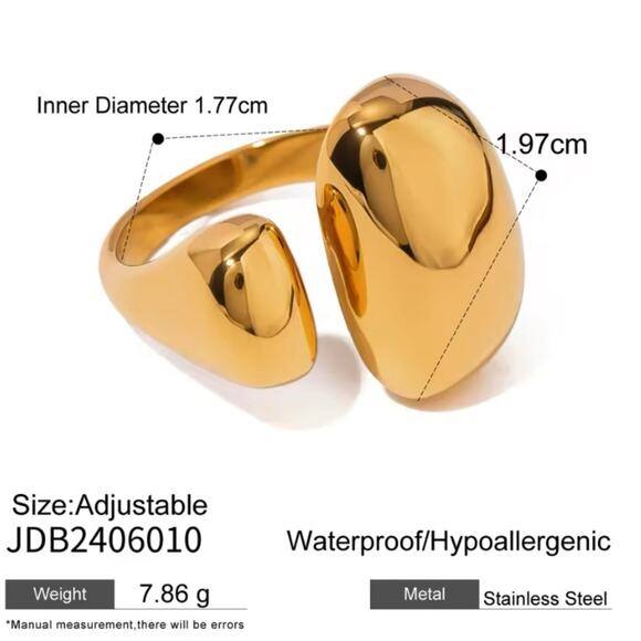 Gold Plated Geometric Ring, Creative, Design, Unique, Tre… - Picture 5 of 5